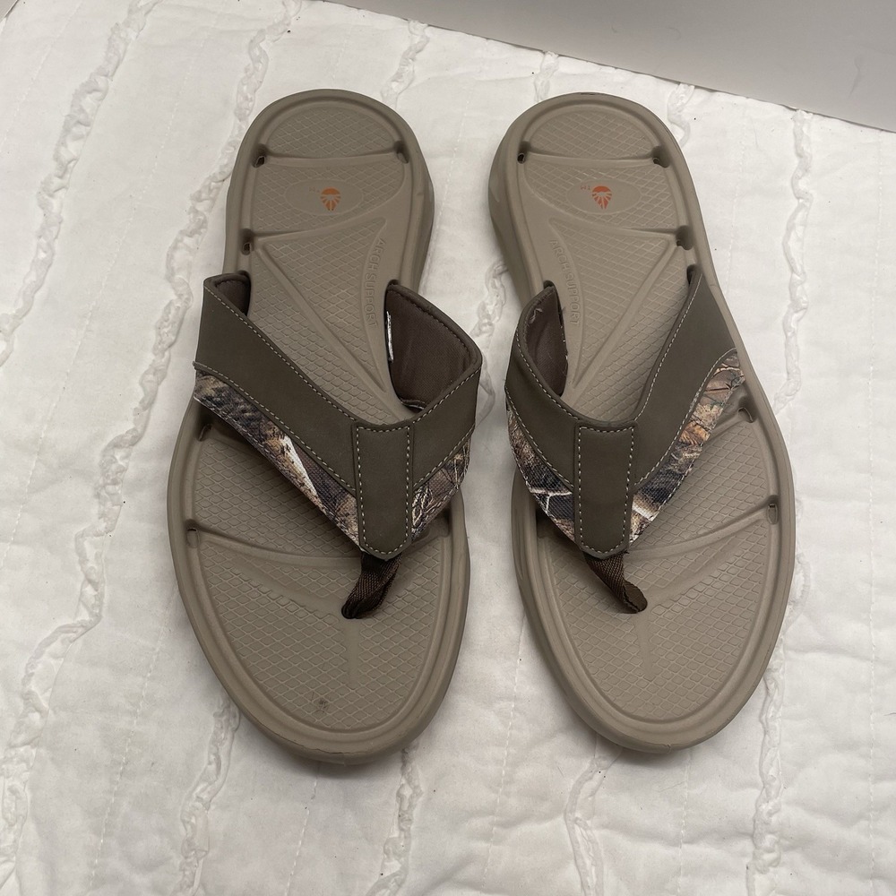 RealTree CAMO Khaki Flip Flop Sandals Men's Size 12-12.5 Camouflage